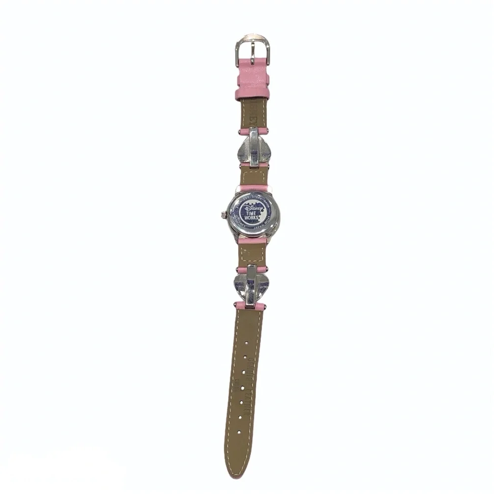 DISNEY MINNIE MOUSE WATCH WITH PINK LEATHER & SILVER METAL HEARTS BAND